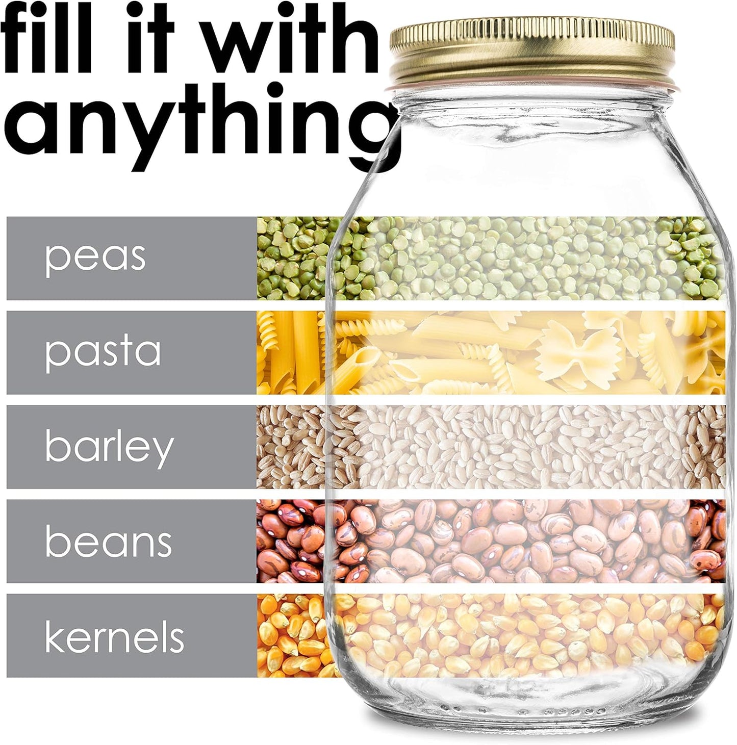 12 Pack of 32Oz Mayo Style Glass Mason Jars with Metal Leak Proof Lids for Pickling, Fermenting, Canning and Storing
