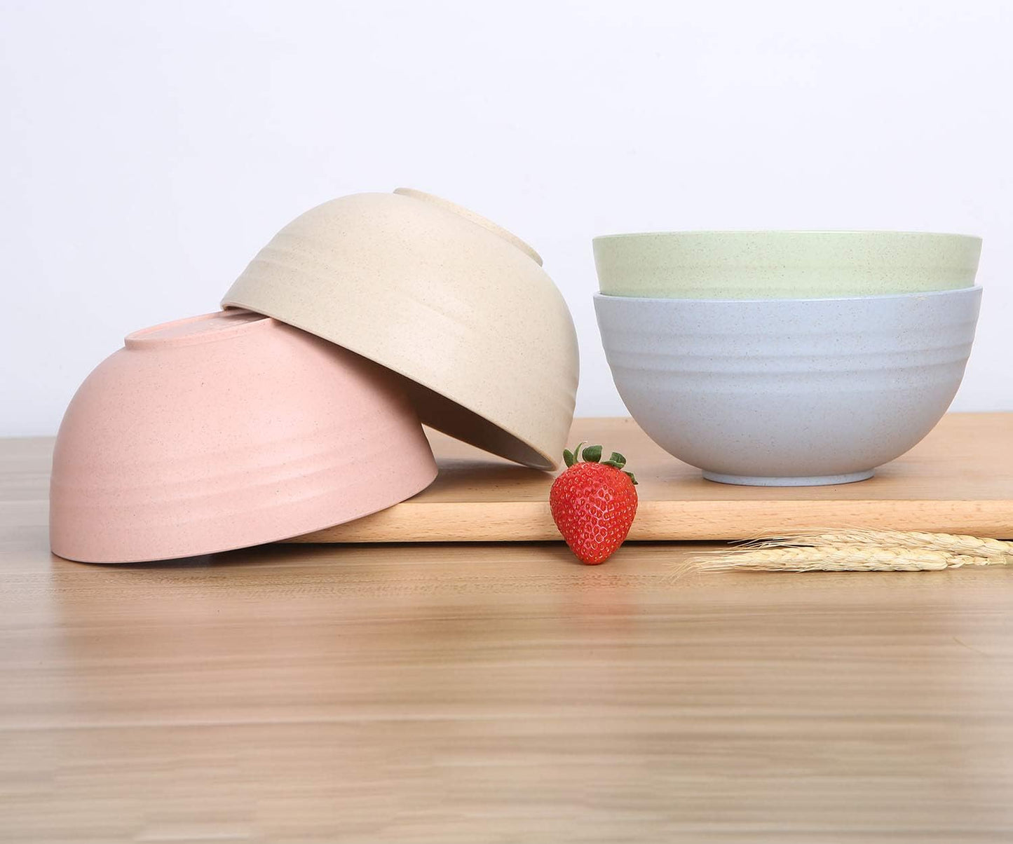Unbreakable Cereal Bowls - 24 Oz Reusable Wheat Straw Bowl Set of 4 - Dishwasher & Microwave Safe - Perfect for Cereal, Soup and Rice - BPA Free, Healthy & Eco-Friendly (4 Color)