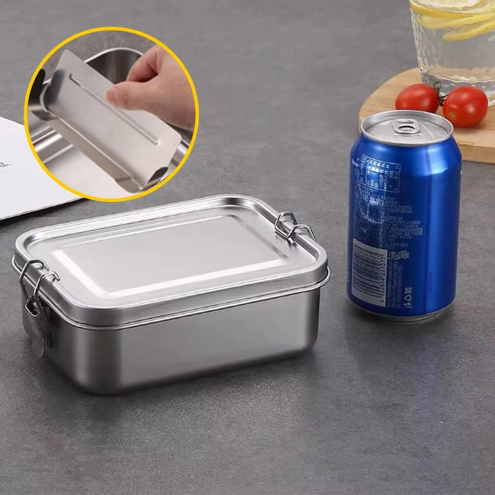 Durable Stainless Steel Bento Box Large Capacity Square Lunch Box with Lid Leakproof Lunch Container Outdoor