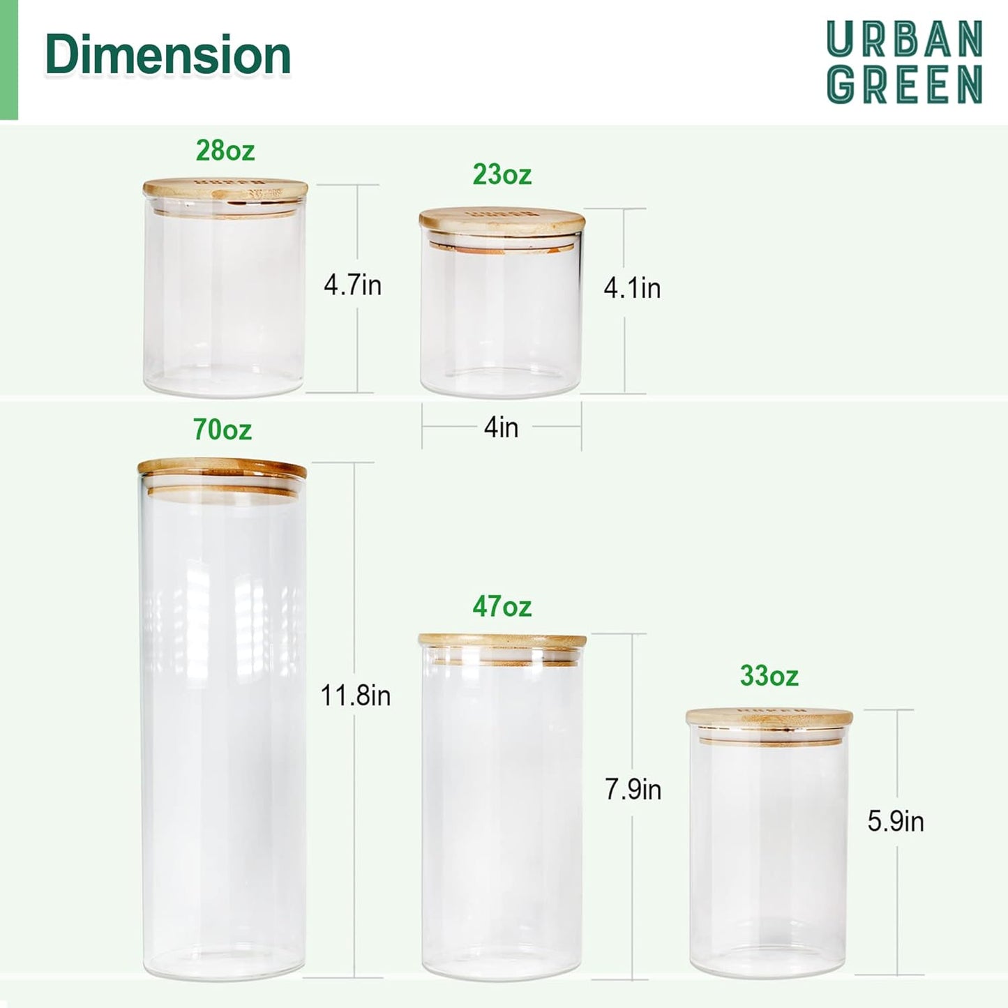 Glass Jars with Bamboo Lids, Glass Airtight Canisters Sets, Food Storage Container, Pantry Organization and Storage Jars, Kitchen Canisters Sets, Flour Containers of 6