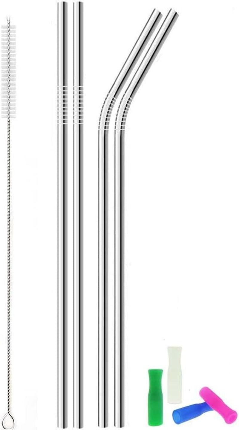 4 12" Stainless Steel Straws HUGE Ultra LONG Reusable Metal Drinking Steel Straw
