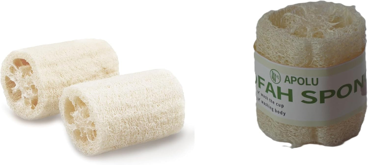 Natural Loofah Sponge, Loofah Exfoliating Body Sponge Scrubber for Skin Care, Kitchen Sponge for Cleaning Dishes & Pans Skin Friendly - Pack of 2