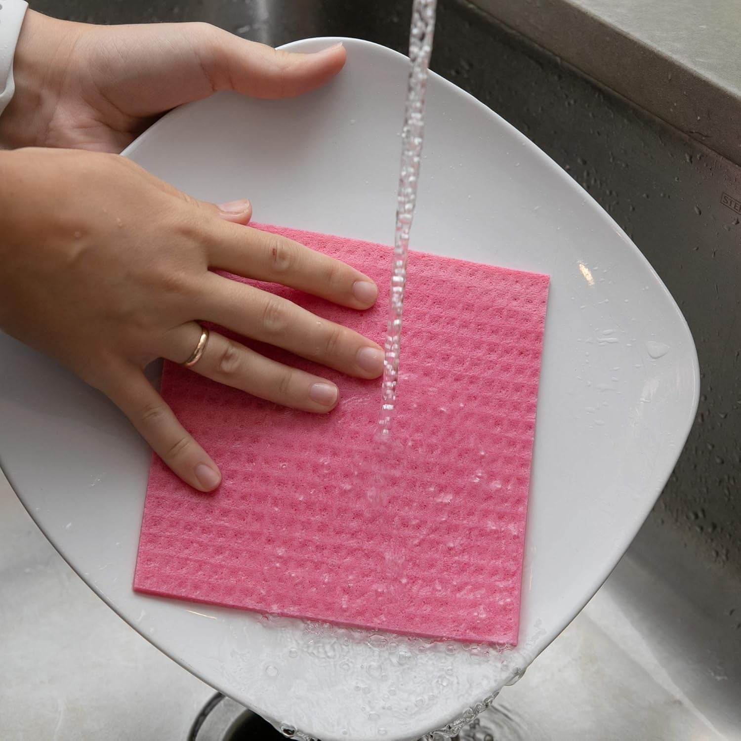 Swedish Dish Cloth Towels, 4 Pack - Reusable Dish Cloths Wipes for Kitchen - Eco-Friendly Cellulose Sponge - Multi-Purpose Cleaning Washcloths for Tiles, Electronic, Glass, Metal, Vehicles & More