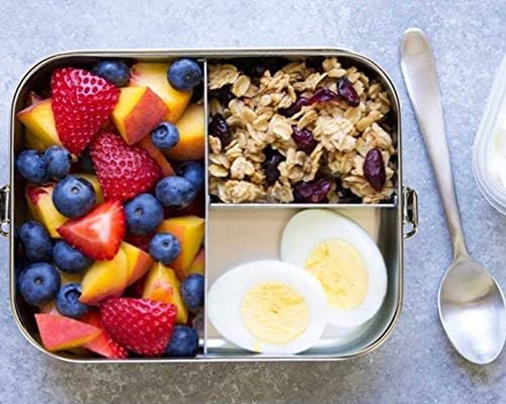 Stainless Steel Bento Lunch Box, Metal Lunch Container with 3-Compartment, 1400 Ml, Ideal for Work & Travel, Meal Prep, Leak Proof, Dishwasher Safe