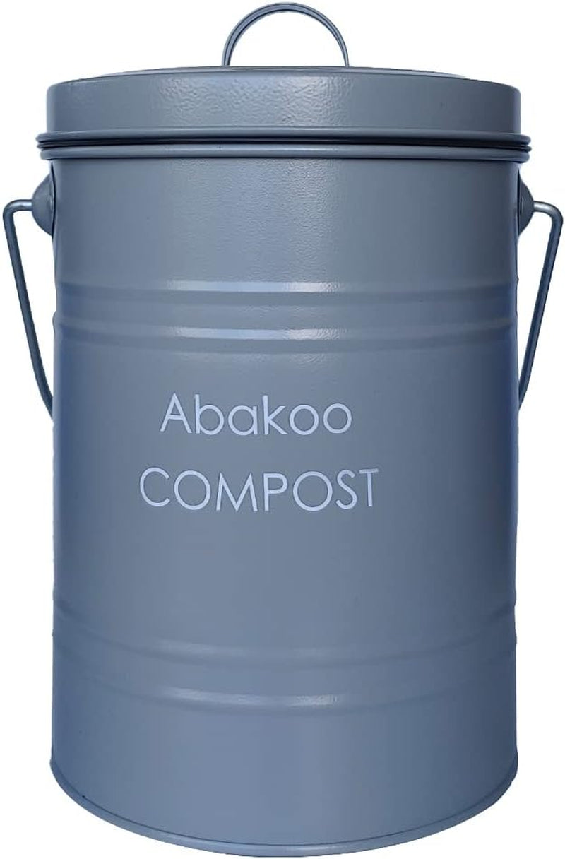 Stainless Steel Compost Bin - Premium Grade 304 Stainless Steel Kitchen Composter - Includes 4 Charcoal Filter, Indoor Countertop Kitchen Recycling Bin Pail (1.0 Gallon (Gray))
