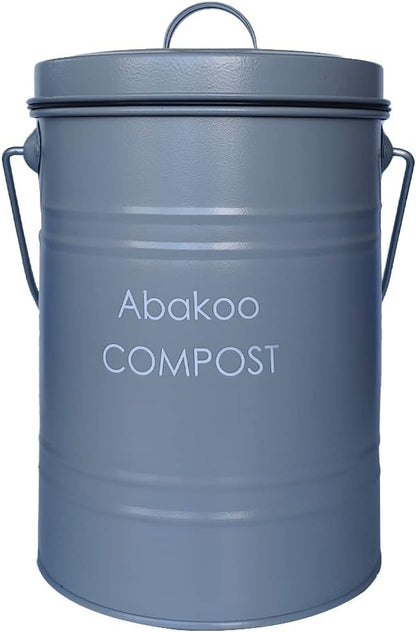 Stainless Steel Compost Bin - Premium Grade 304 Stainless Steel Kitchen Composter - Includes 4 Charcoal Filter, Indoor Countertop Kitchen Recycling Bin Pail (1.0 Gallon (Gray))