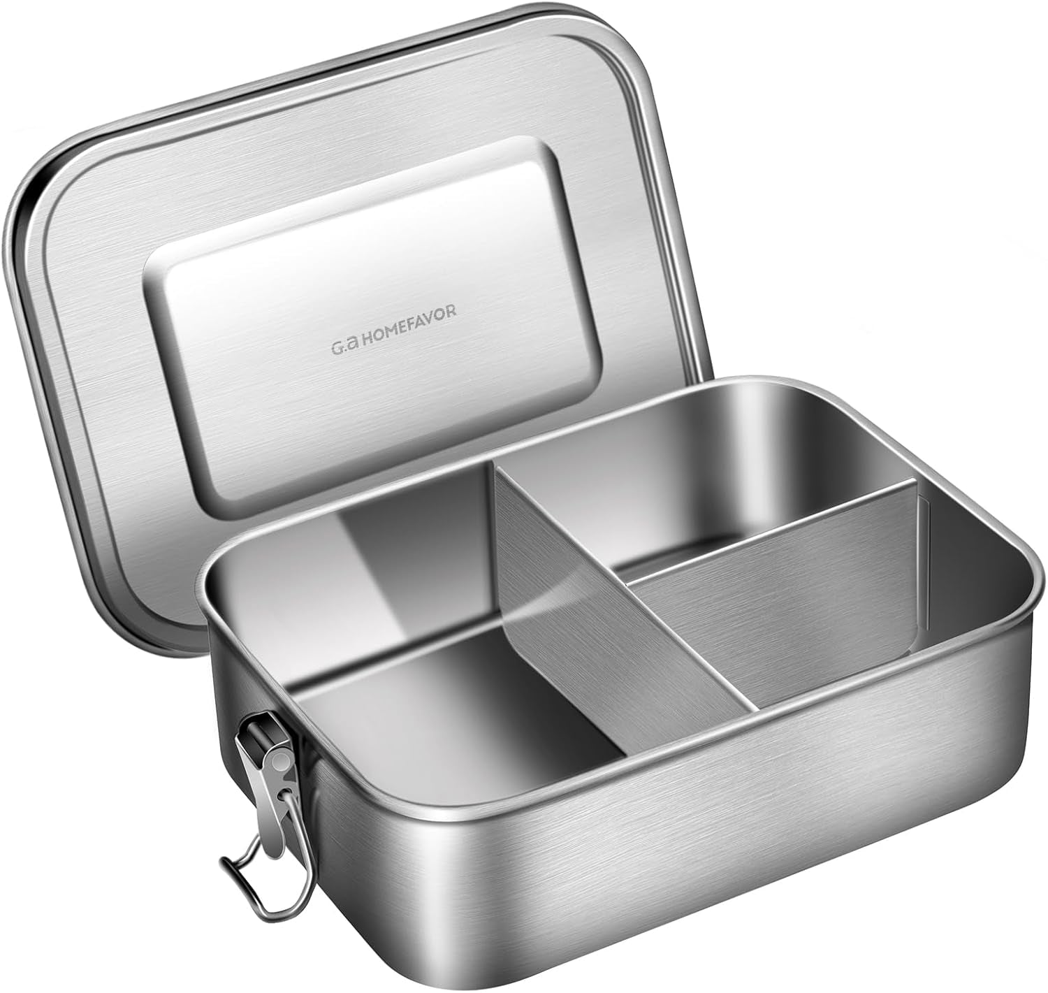 Stainless Steel Bento Lunch Box, Metal Lunch Container with 3-Compartment, 1400 Ml, Ideal for Work & Travel, Meal Prep, Leak Proof, Dishwasher Safe
