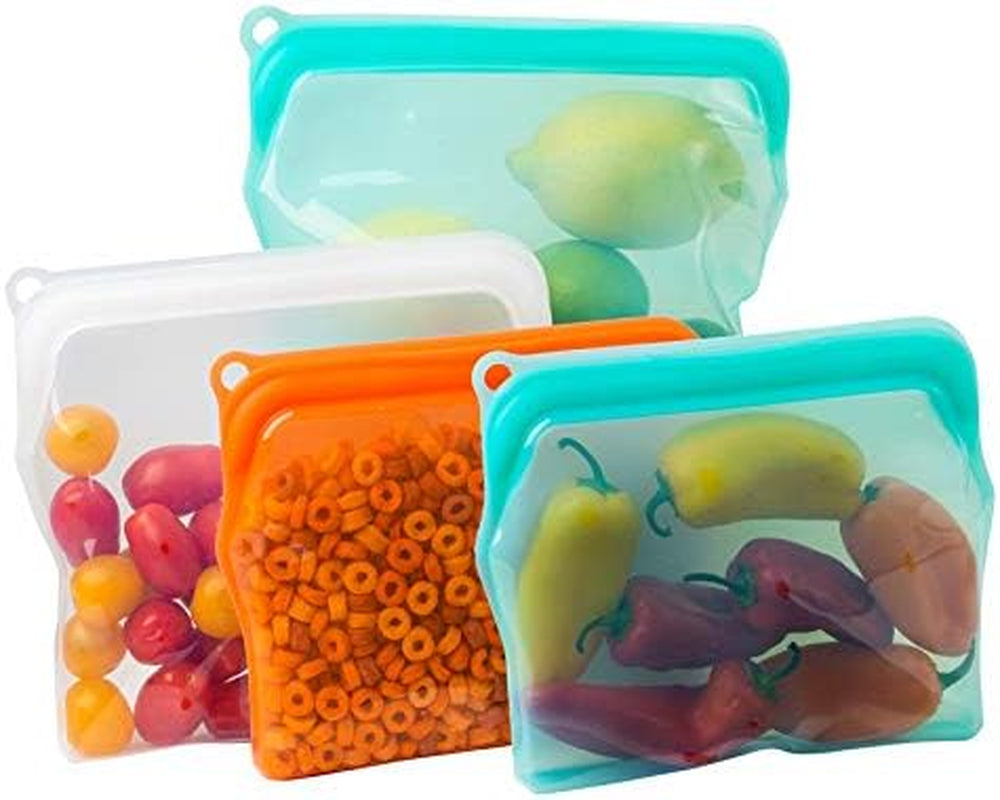 15 Ounce Dish Washer Safe,  100% Food Grade Silicone, Reusable Zipper Storage Bags for Microwave, Oven, Fridge, Freezer & Sous Vide. (Orange/ 2 Cups)-15 Oz. - 1 Bag