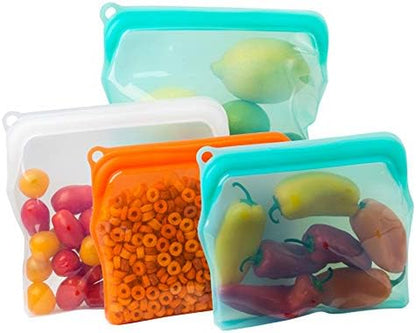 15 Ounce Dish Washer Safe,  100% Food Grade Silicone, Reusable Zipper Storage Bags for Microwave, Oven, Fridge, Freezer & Sous Vide. (Orange/ 2 Cups)-15 Oz. - 1 Bag