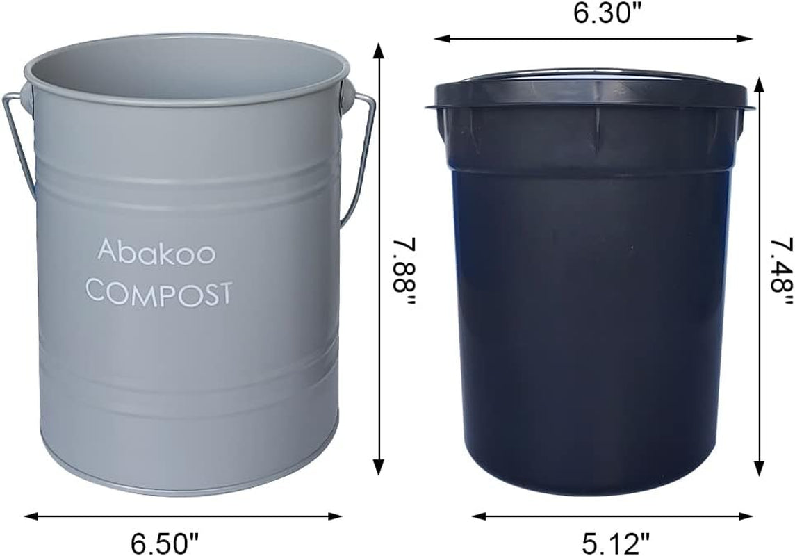 Stainless Steel Compost Bin - Premium Grade 304 Stainless Steel Kitchen Composter - Includes 4 Charcoal Filter, Indoor Countertop Kitchen Recycling Bin Pail (1.0 Gallon (Gray))