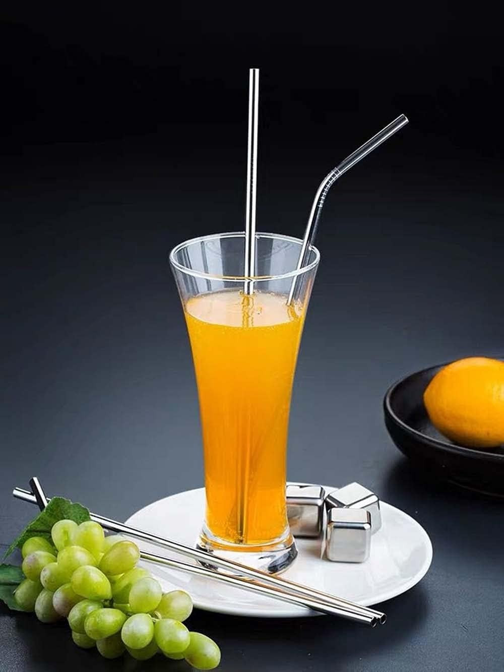 4 12" Stainless Steel Straws HUGE Ultra LONG Reusable Metal Drinking Steel Straw