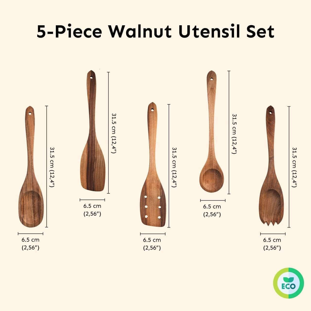 Walnut Handmade Wooden Spoons Heavy Duty Spatula Short Angled - 5Pcs Cooking Flat Walnut Cooking Utensils Serving Set - Hard Stick Fufu Wooden Spoon - Strong Solid Premium Wooden Spoons Small Flat