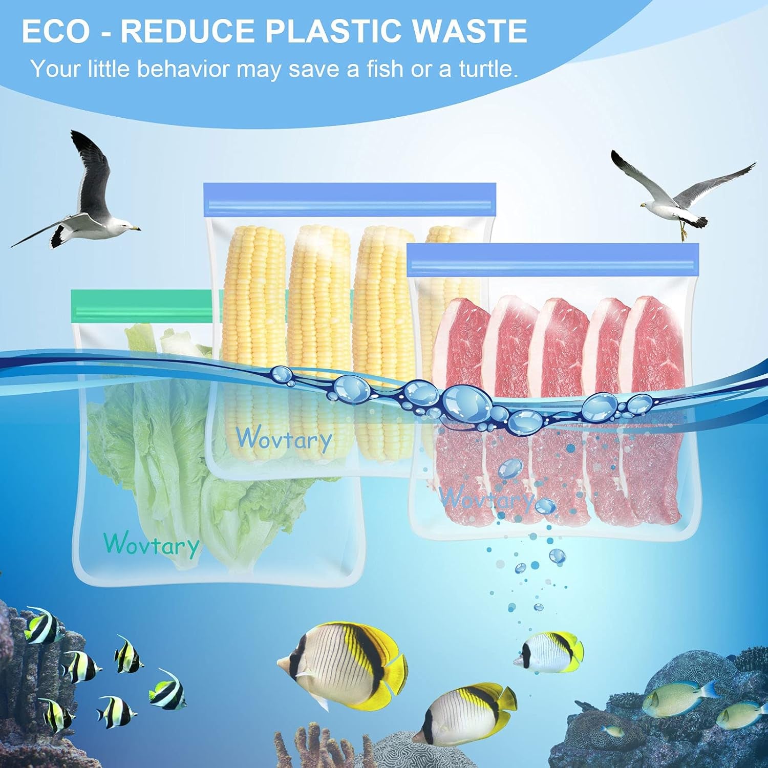 10 Pack Reusable Sandwich & Snack Bags, Dishwasher Safe, Leakproof Silicone - Free Plastic BPA Free for Food Travel (4 Gallon, 3 Sandwich, 3 Snack)