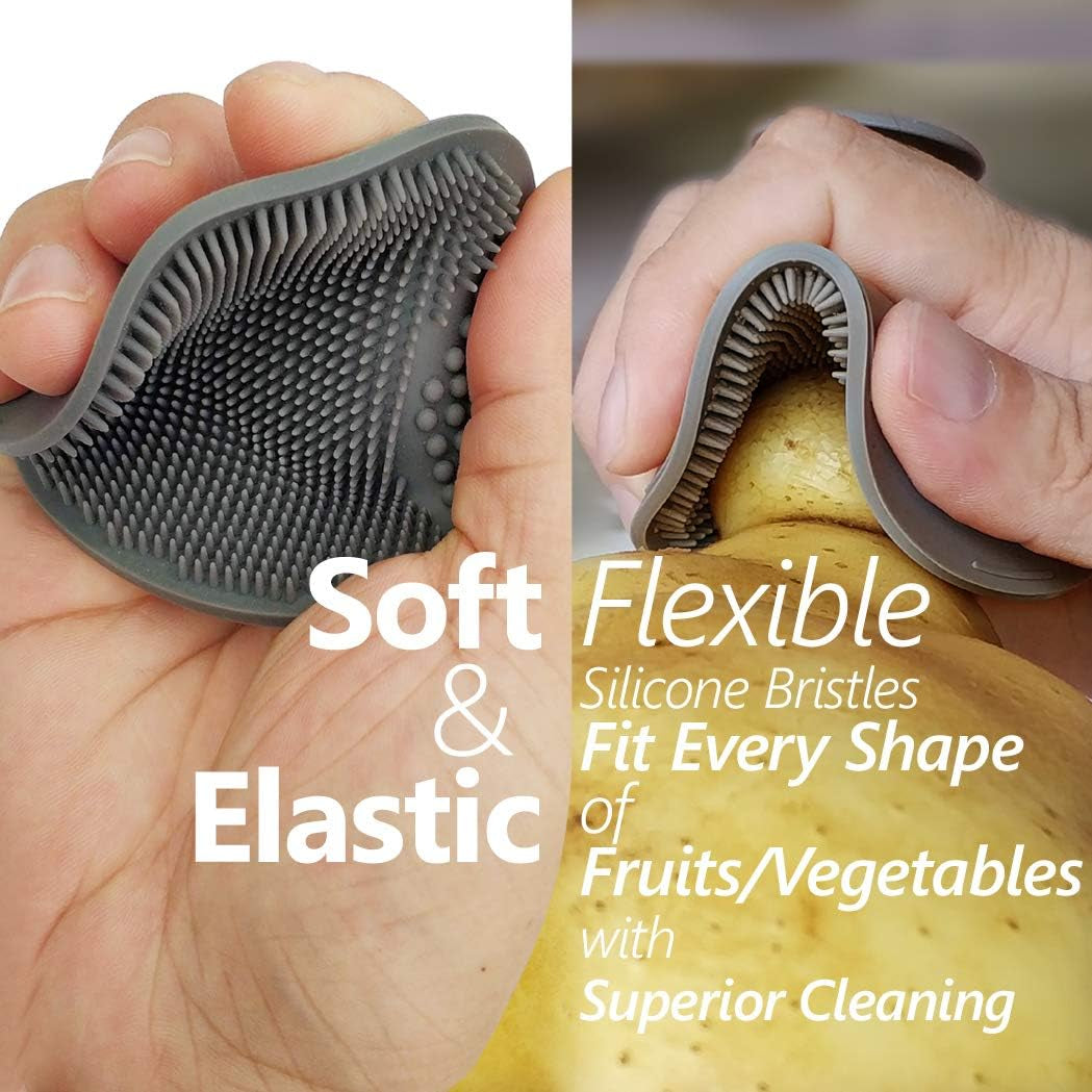 Vegetable Brush - Vegetable Brush Scrubber for Food - Vegetable Cleaner Potato Scrubber Brush Vegetable Scrubber Potato Brush Scrubber Veggie Brush Vegetable Scrub Brush Fruit Brush (Gray)