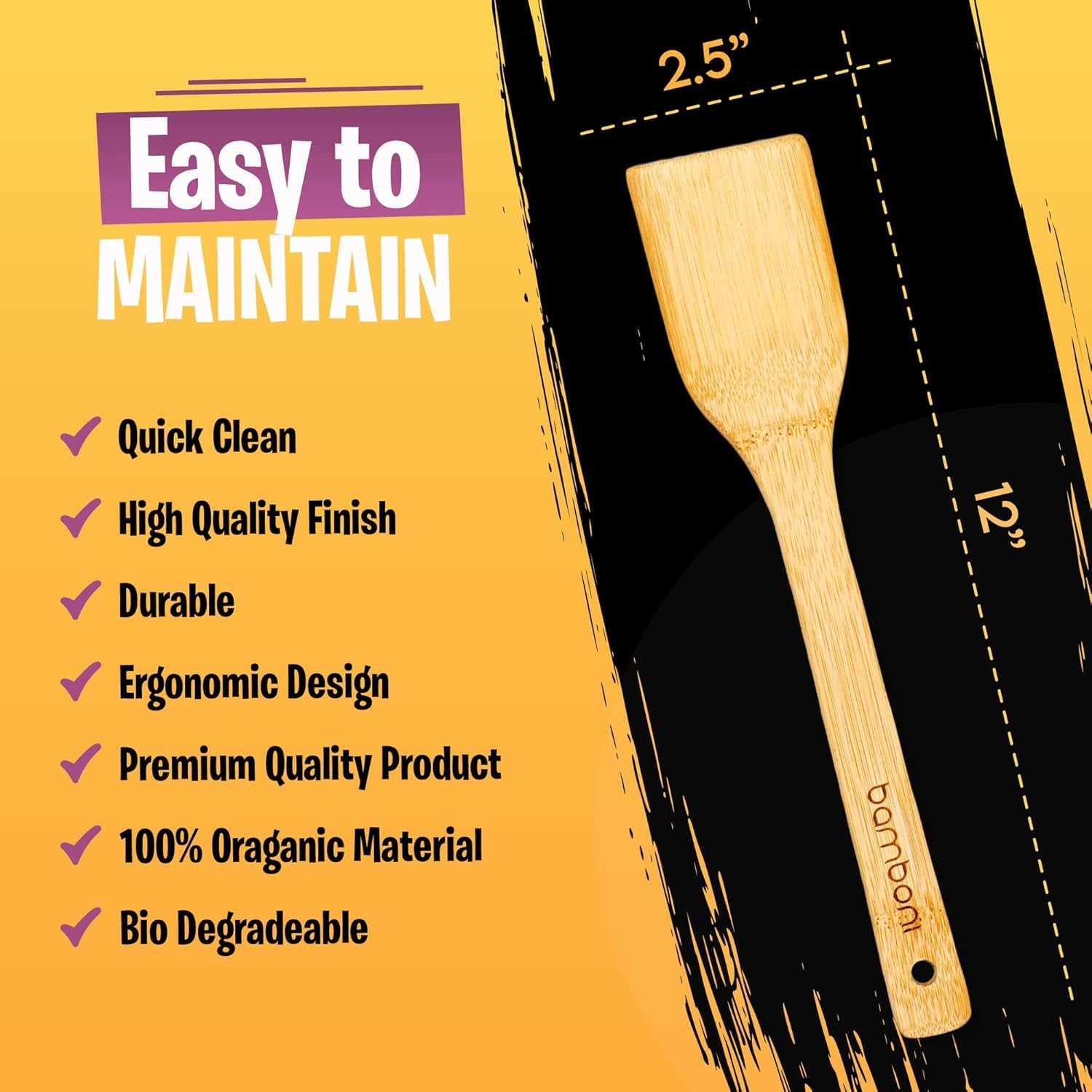6 Piece Set | Bamboo Cooking Utensils with Holder | Spoon and Spatula Mix | Wooden Kitchen Tools | Perfect for Nonstick Cookware by