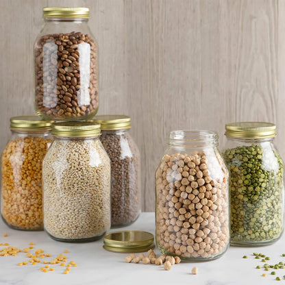 12 Pack of 32Oz Mayo Style Glass Mason Jars with Metal Leak Proof Lids for Pickling, Fermenting, Canning and Storing