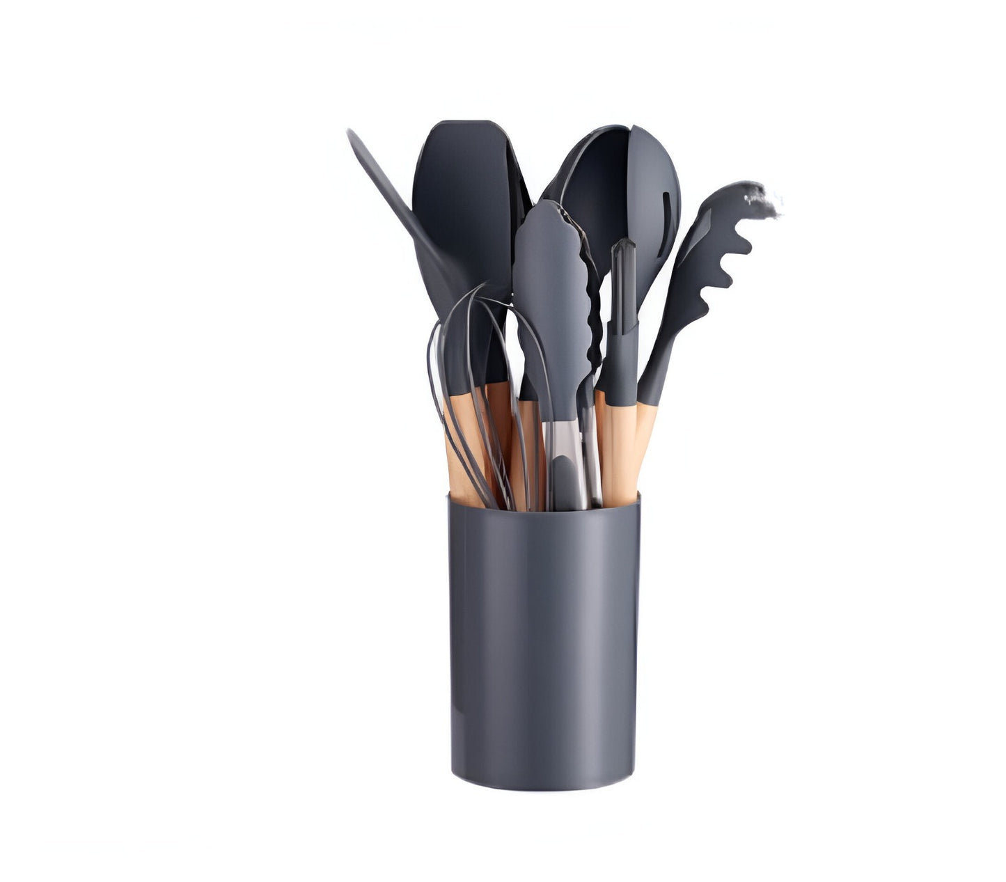12 Piece Kitchen Cooking Utensil Set Silicone Wood Heat Resistant Kitchenware