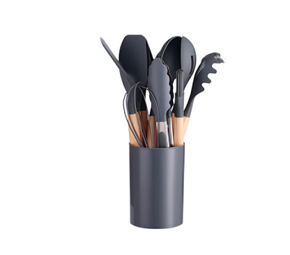 12 Piece Kitchen Cooking Utensil Set Silicone Wood Heat Resistant Kitchenware