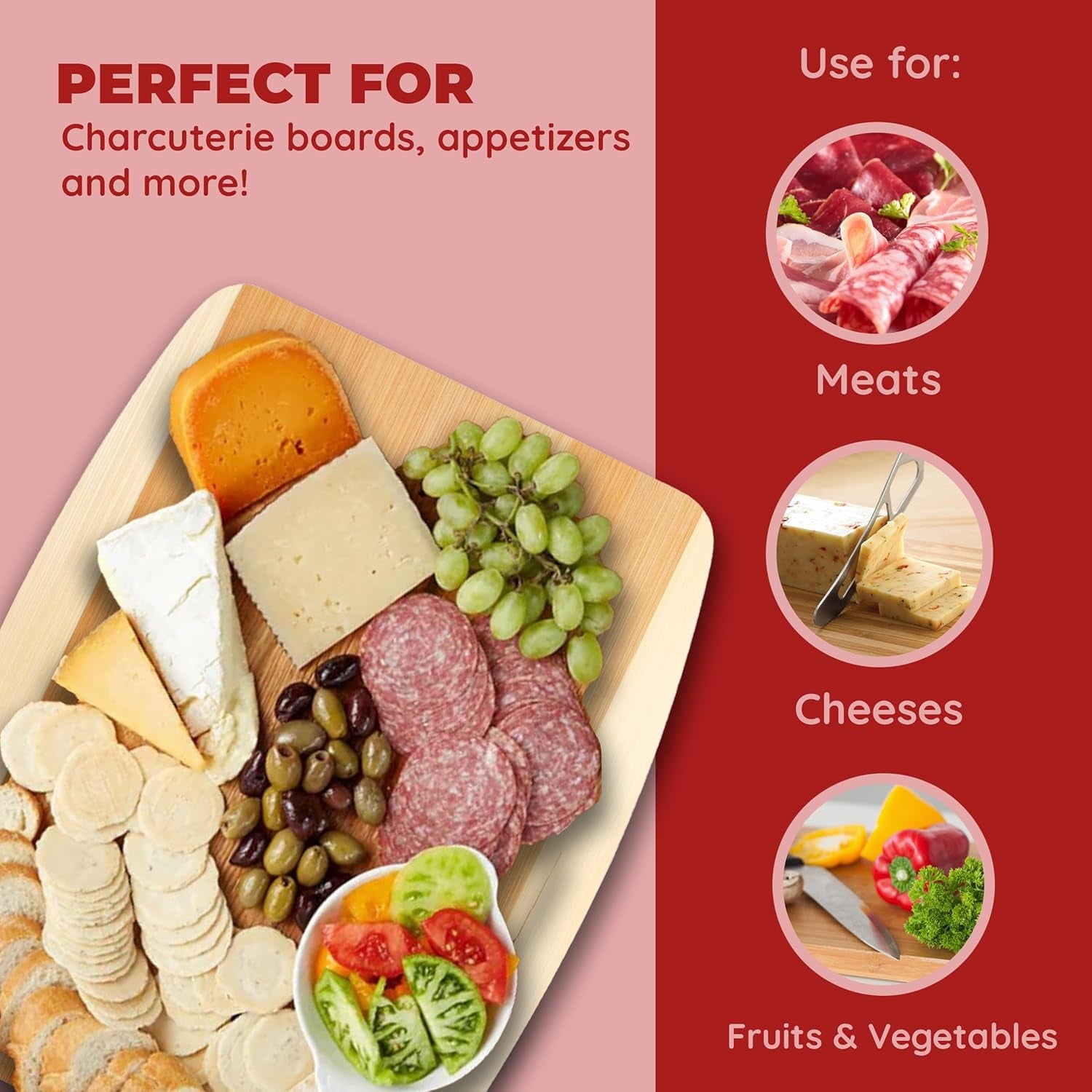 Mini Bamboo Cutting Board, 6 Inches by 9 Inches (Pack of 1), Easy to Store Multi-Purpose Bamboo Cutting Board for Meats, Vegetables, Food Preperation