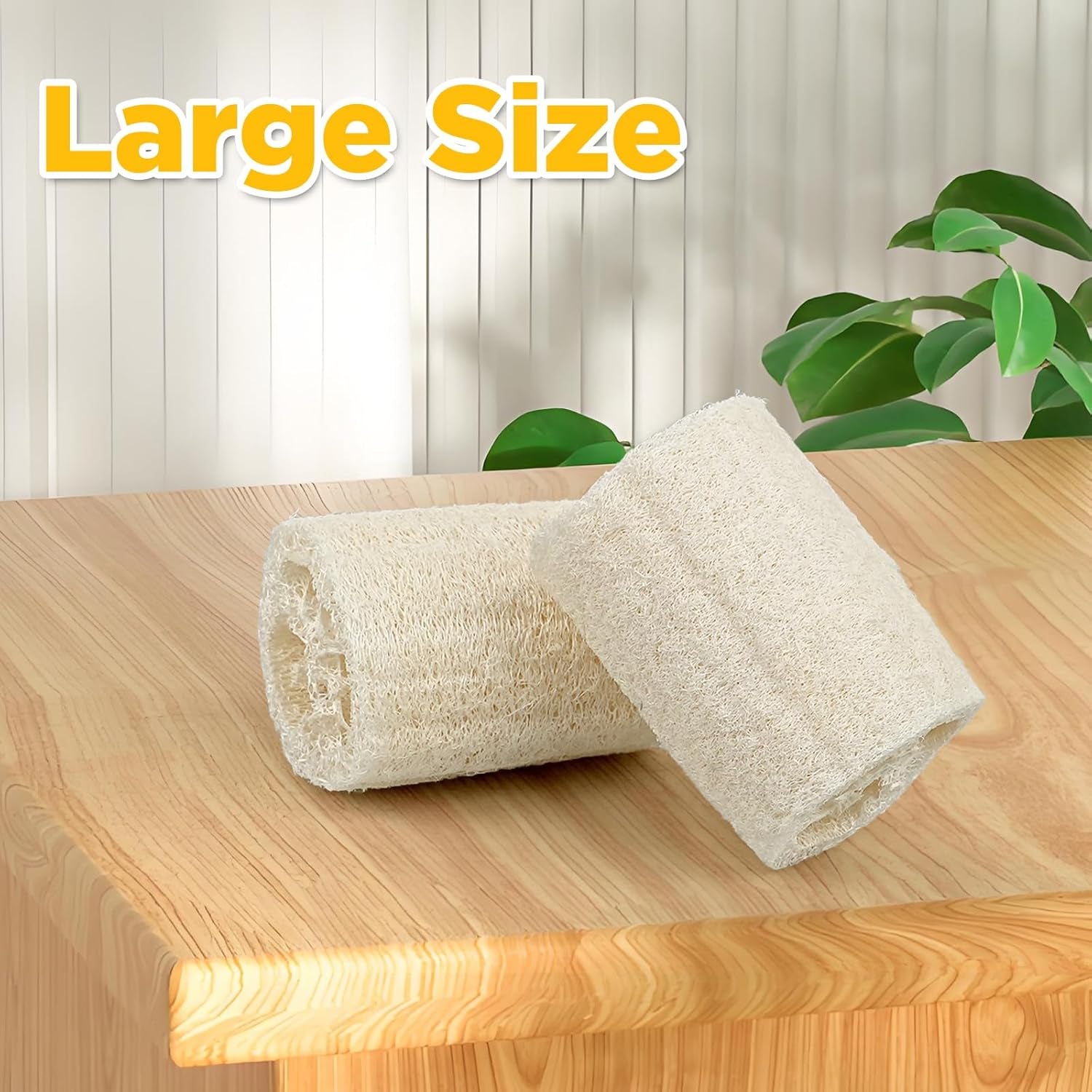 Natural Loofah Sponge, Loofah Exfoliating Body Sponge Scrubber for Skin Care, Kitchen Sponge for Cleaning Dishes & Pans Skin Friendly - Pack of 2
