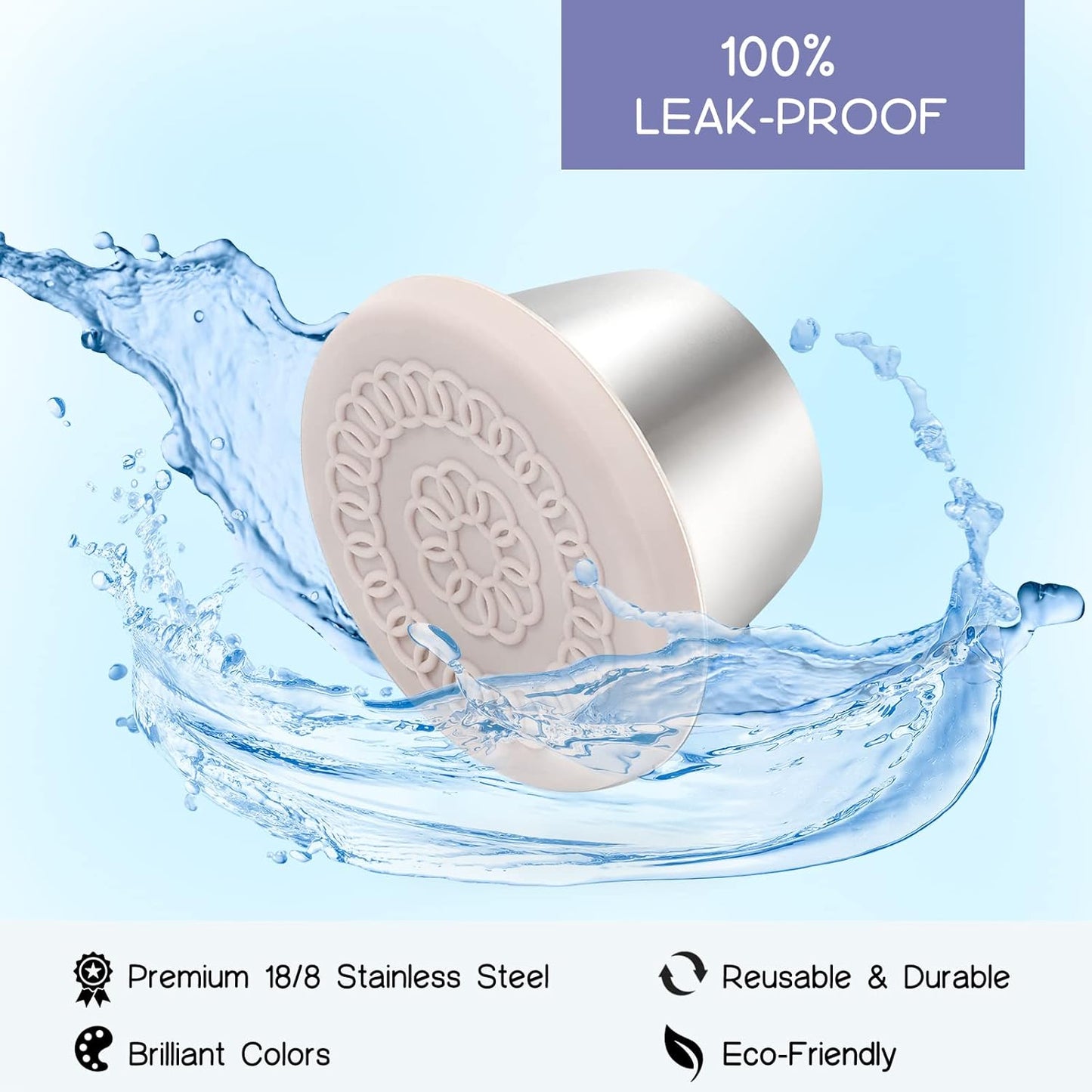 [8 Pack] Salad Dressing Container to Go, 2.4Oz Small Condiment Containers with Leakproof Silicone Lids, Reusable Stainless Steel Sauce Cups for Lunch Bento Box, Picnic and Travel