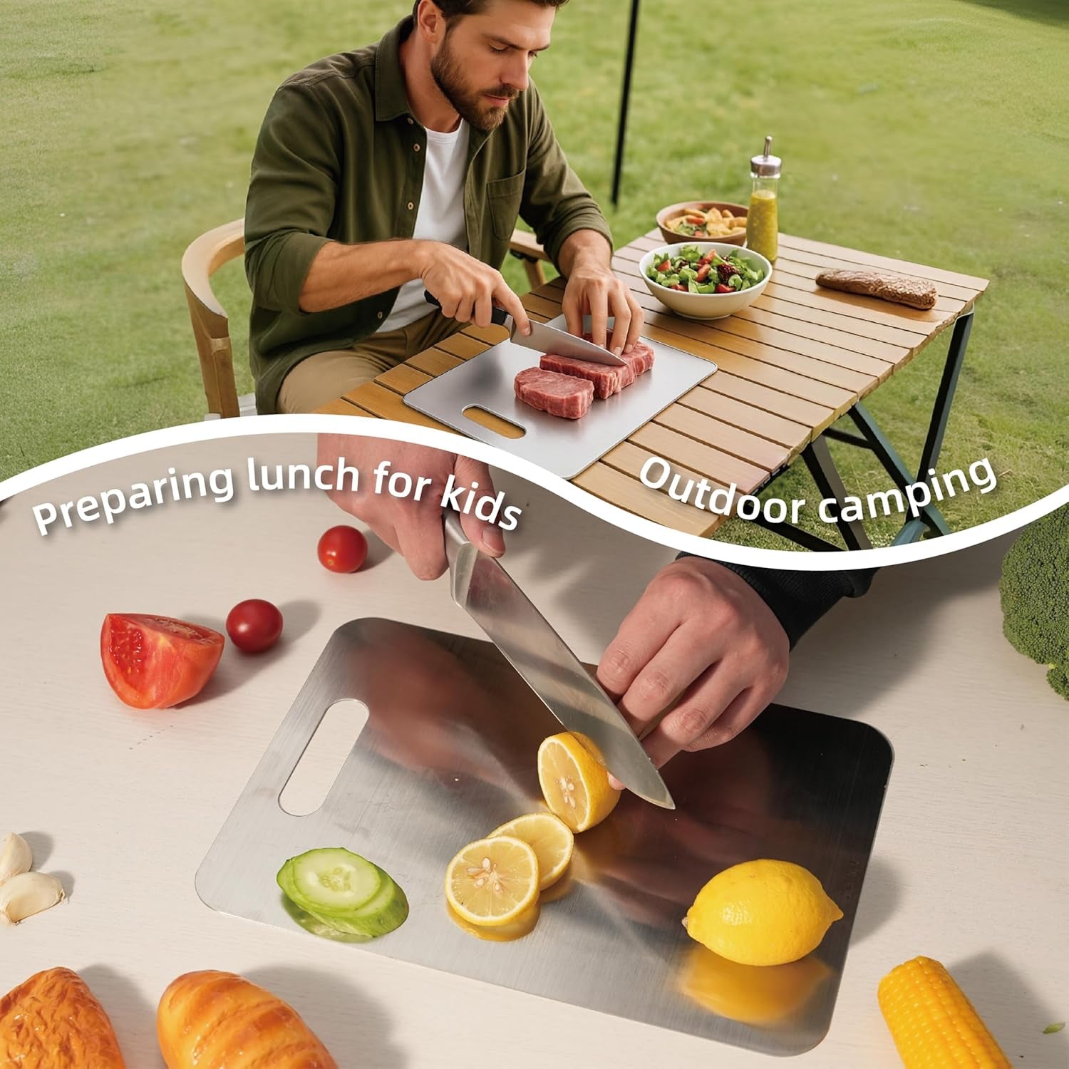 Professional Stainless Steel Cutting Boards Set, Non-Slip & Dishwasher Safe, 3 P