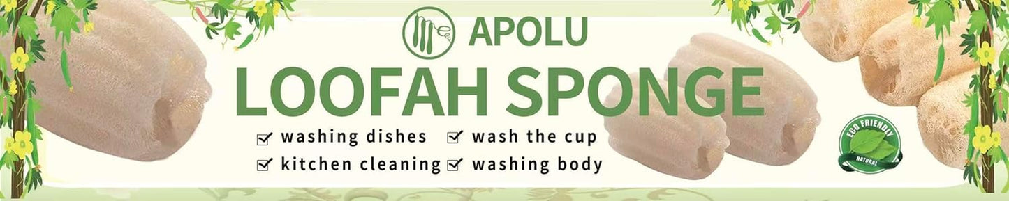 Natural Loofah Sponge, Loofah Exfoliating Body Sponge Scrubber for Skin Care, Kitchen Sponge for Cleaning Dishes & Pans Skin Friendly - Pack of 2