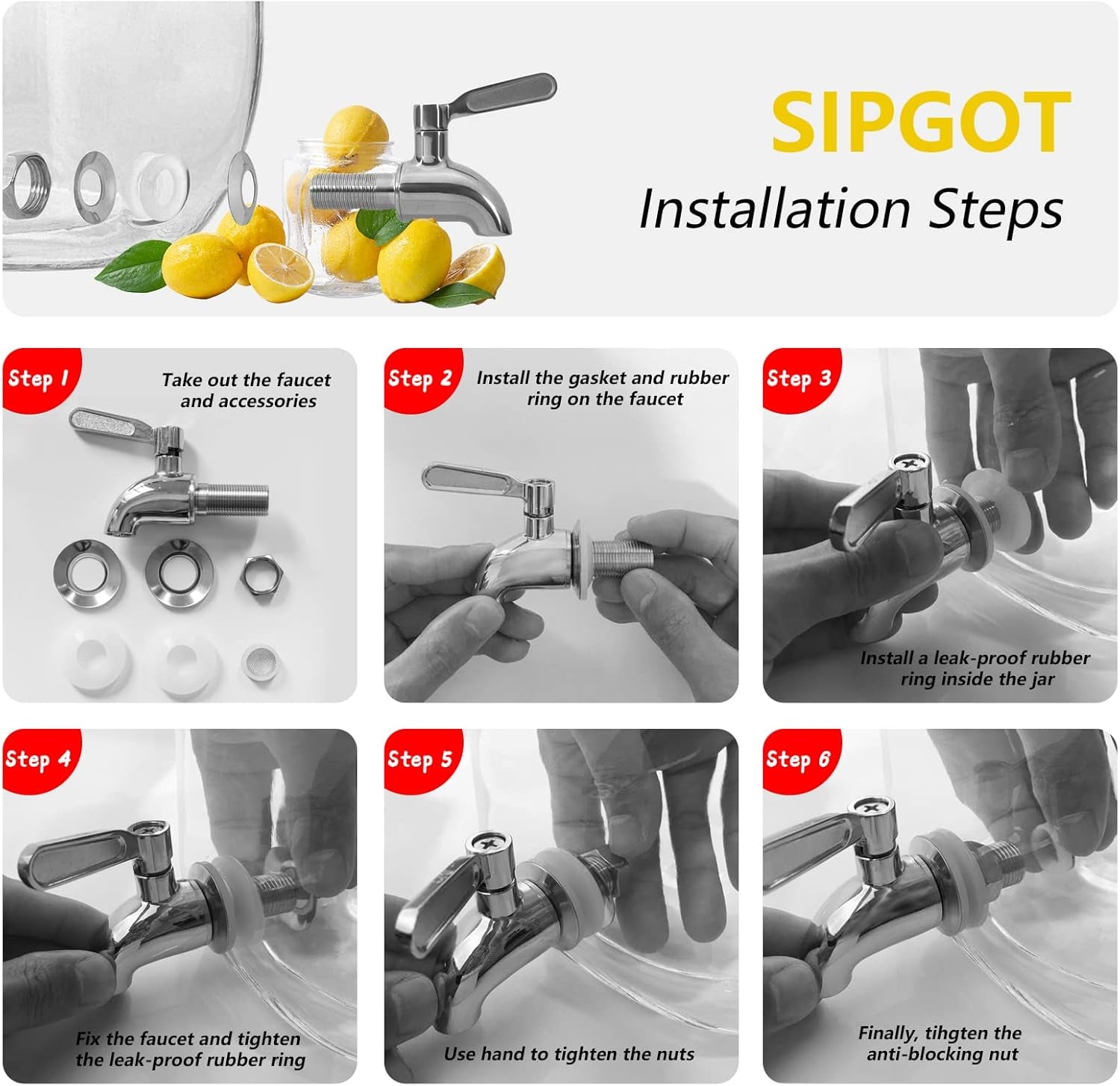 Glass Drink Dispenser for Parties, 1 Gallon Glass Beverage Dispenser with Spigot