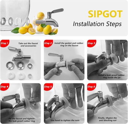 Glass Drink Dispenser for Parties, 1 Gallon Glass Beverage Dispenser with Spigot