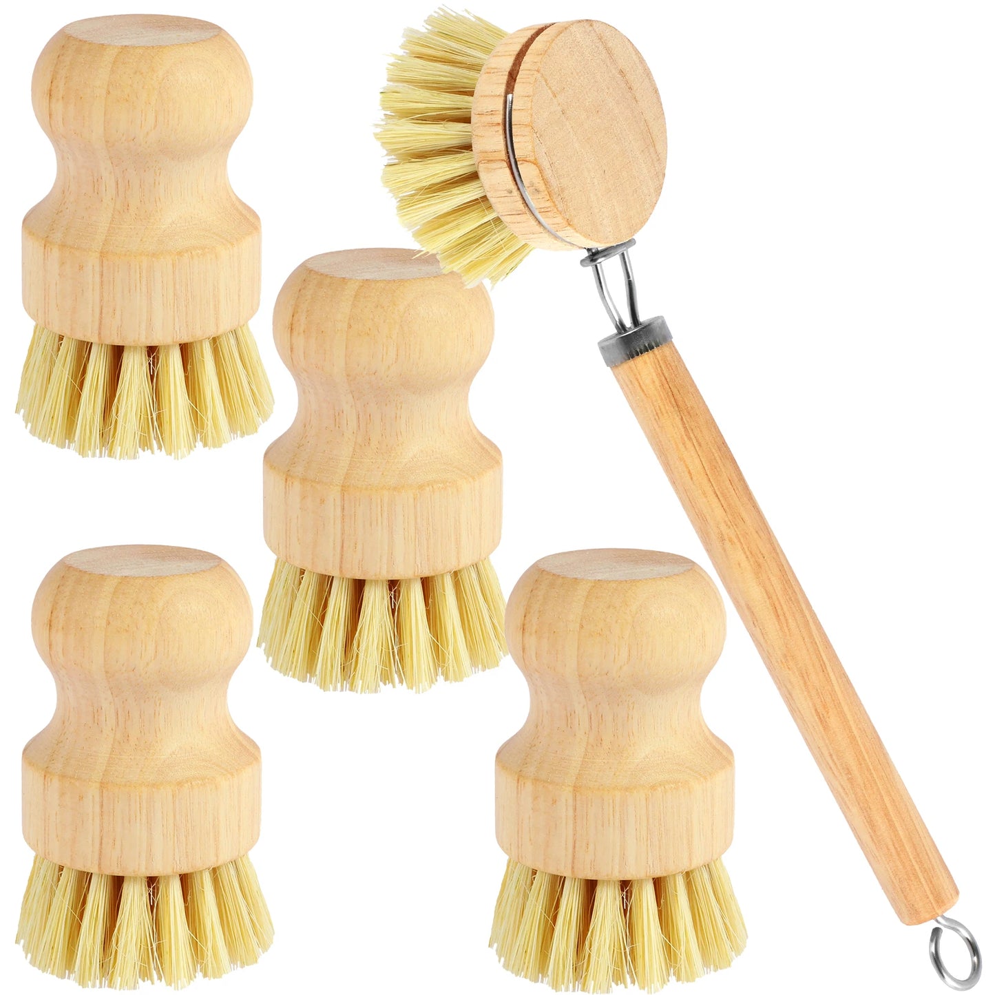 Wooden Dish Brush with Natural Sisal and Coconut Durable Portable Kitchen Cleaning Brush Eco Friendly Zero Waste