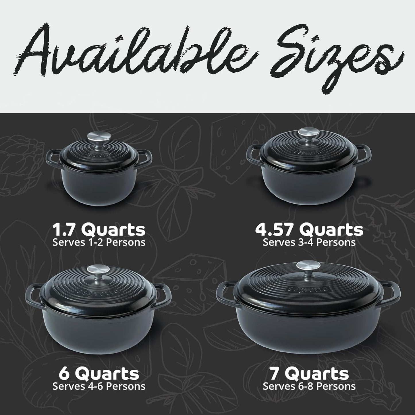 Enameled Cast Iron Dutch Oven, 6 Quarts, Black