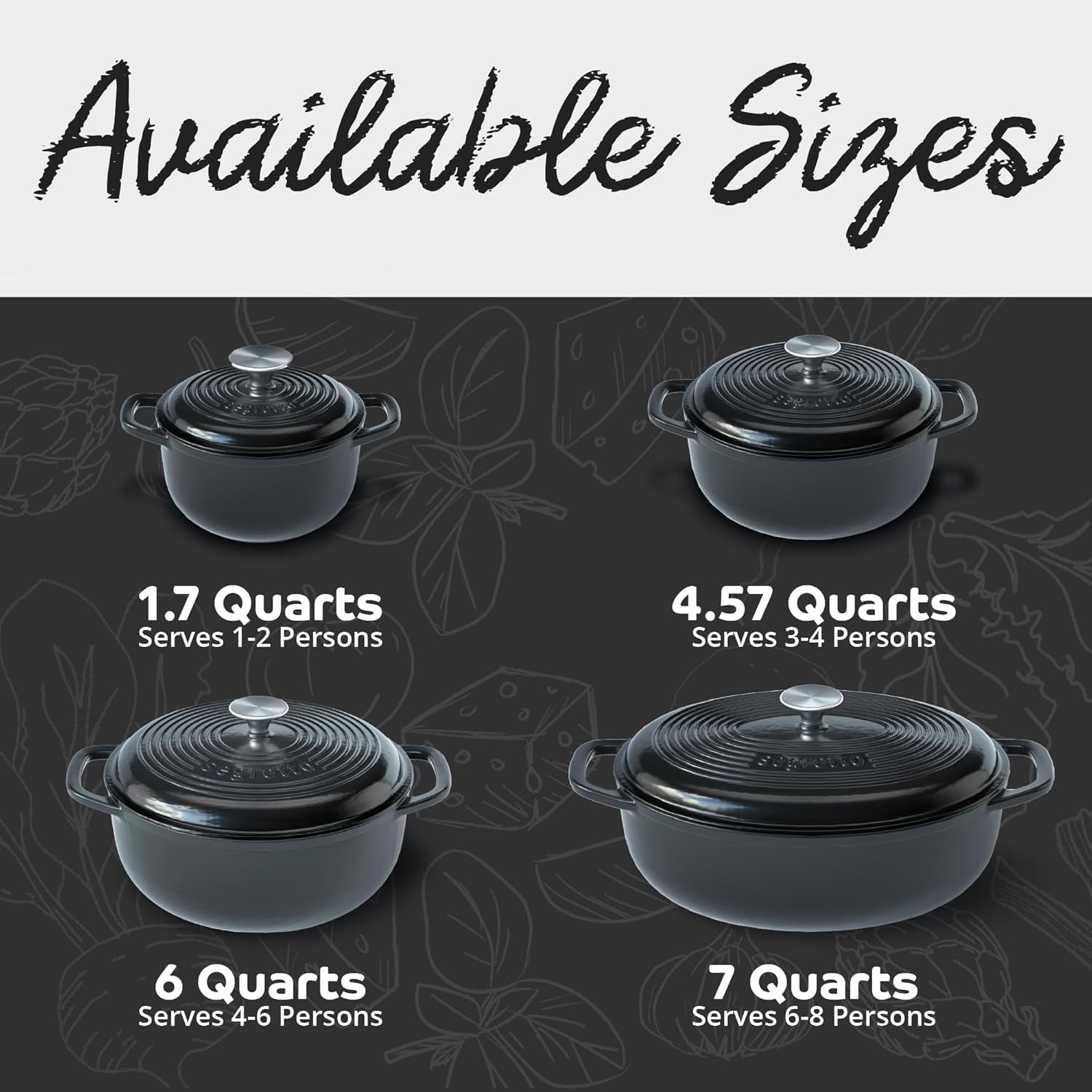 Enameled Cast Iron Dutch Oven, 6 Quarts, Black