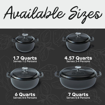 Enameled Cast Iron Dutch Oven, 6 Quarts, Black
