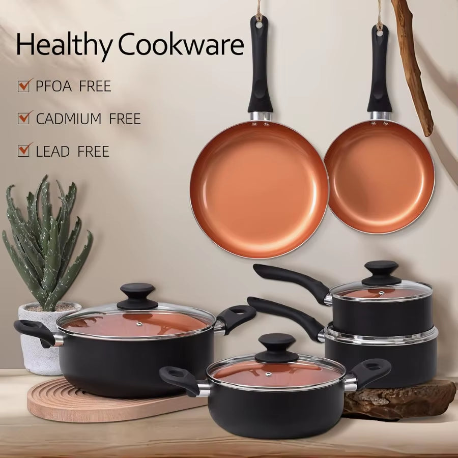 Ceramic Pots and Pans Set 15PCS Nonstick Set Ceramic Cookware Set for Home Kitchen Use Nonstick Pan Pots and Pans Set with Indu