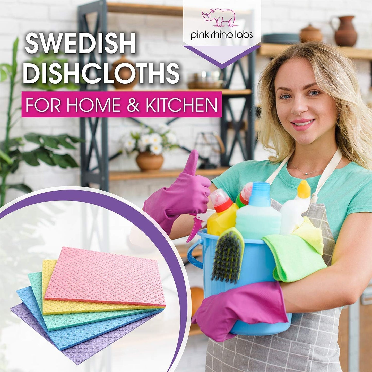 Swedish Dishcloths – Eco-Friendly Reusable Kitchen Towels – 10 Pack Cleaning Cloths for Dishes, Counters & Surfaces – Super Absorbent, Compostable, Zero-Waste Alternative