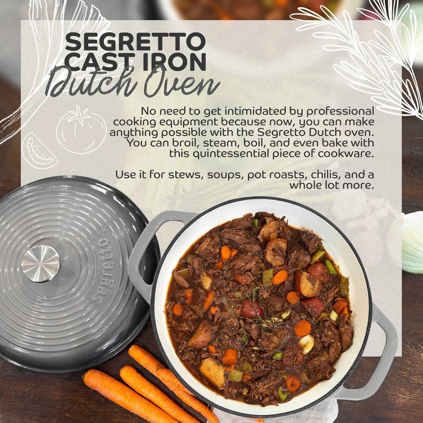 Enameled Cast Iron Dutch Oven, 6 Quarts, Black