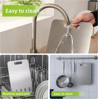 Professional Stainless Steel Cutting Boards Set, Non-Slip & Dishwasher Safe, 3 P