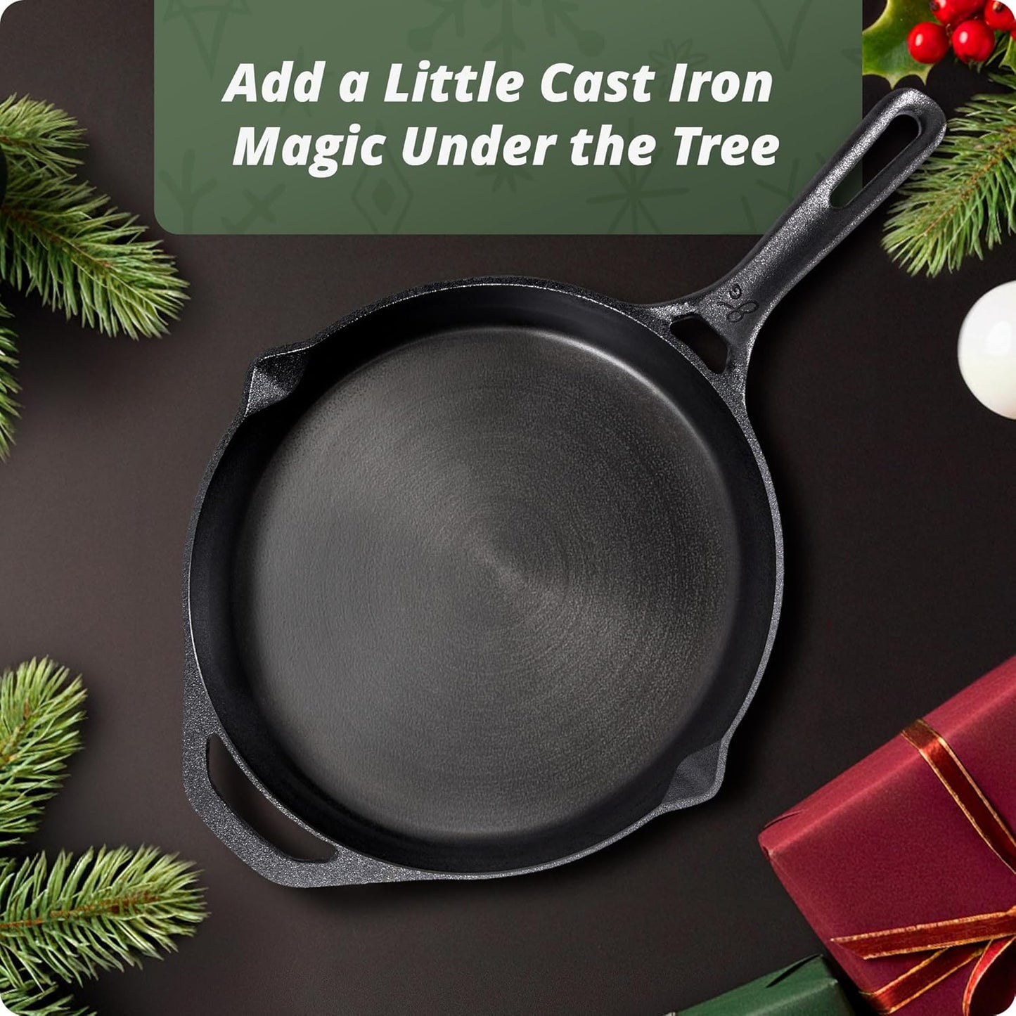 10-Inch Cast Iron Skillet, Organically Pre-Seasoned, Heavy-Duty Pan for Frying, Baking, Grilling, Indoor and Outdoor Cooking