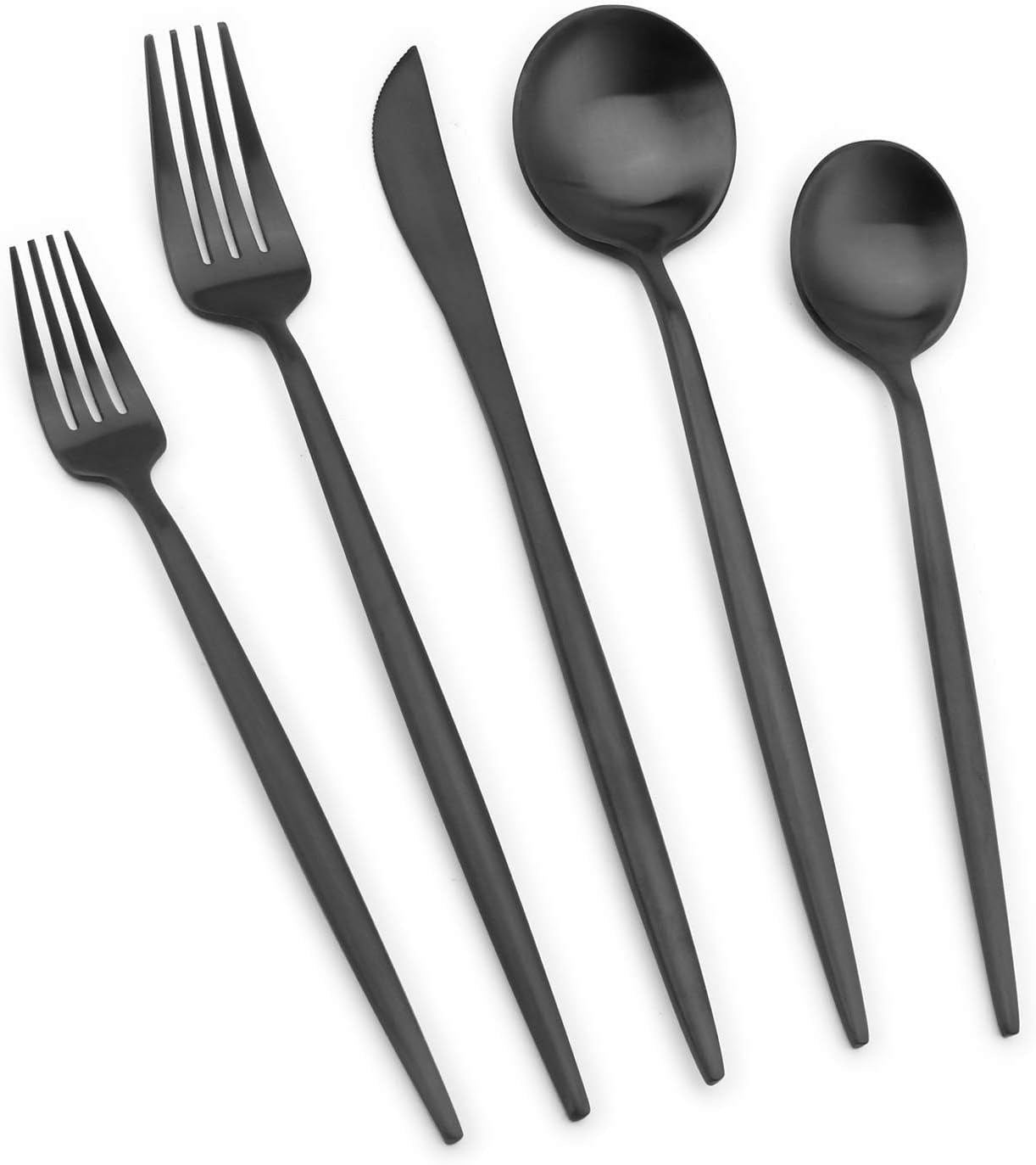 Matte Black Silverware Set,  20 Piece Stainless Steel Cutlery Flatware Set, Kitchen Utensil Sets for 4, Tableware with Knife Spoons and Forks Set, Satin Finished Polished