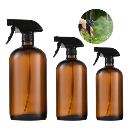 Travel Empty Amber Glass Spray Bottle Essential Oil Cleaning Refillable Trigger Bottle Liquid Atomizer Container