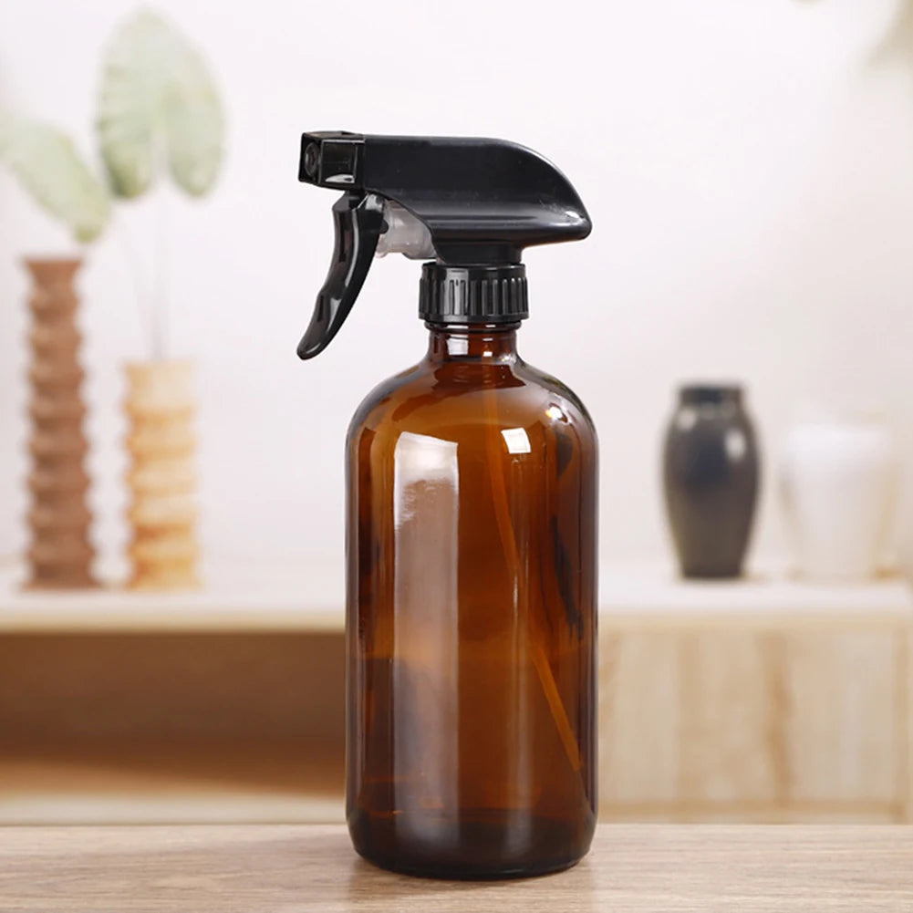 Travel Empty Amber Glass Spray Bottle Essential Oil Cleaning Refillable Trigger Bottle Liquid Atomizer Container