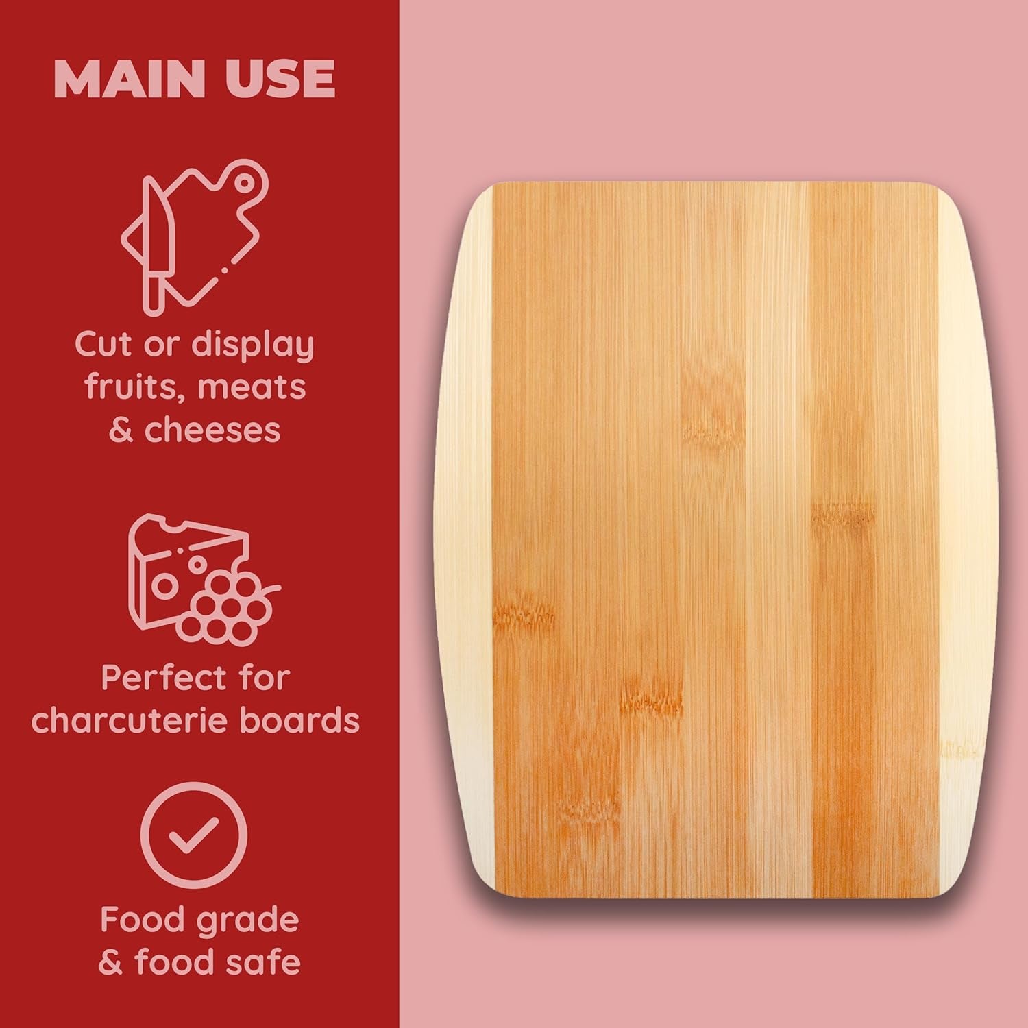 Mini Bamboo Cutting Board, 6 Inches by 9 Inches (Pack of 1), Easy to Store Multi-Purpose Bamboo Cutting Board for Meats, Vegetables, Food Preperation
