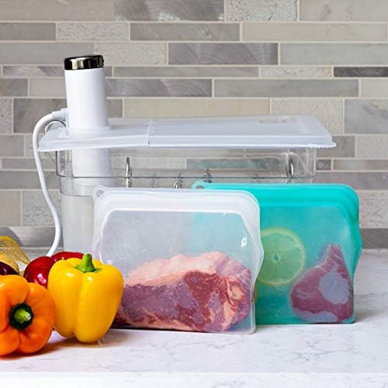 15 Ounce Dish Washer Safe,  100% Food Grade Silicone, Reusable Zipper Storage Bags for Microwave, Oven, Fridge, Freezer & Sous Vide. (Orange/ 2 Cups)-15 Oz. - 1 Bag