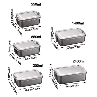 Durable Stainless Steel Bento Box Large Capacity Square Lunch Box with Lid Leakproof Lunch Container Outdoor