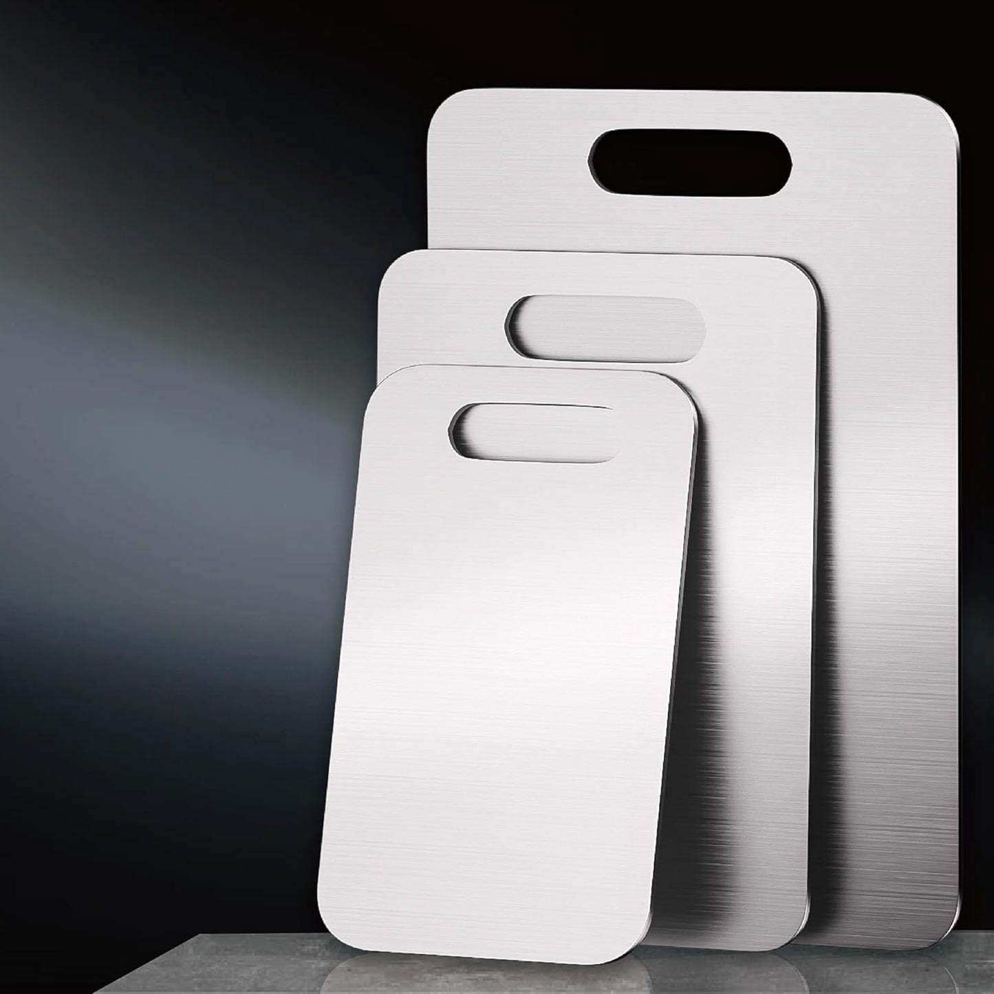 Professional Stainless Steel Cutting Boards Set, Non-Slip & Dishwasher Safe, 3 P