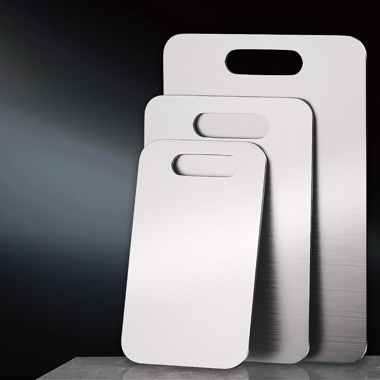 Professional Stainless Steel Cutting Boards Set, Non-Slip & Dishwasher Safe, 3 P