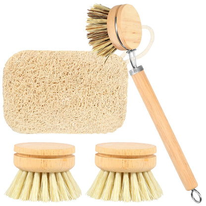 Wooden Dish Brush with Natural Sisal and Coconut Durable Portable Kitchen Cleaning Brush Eco Friendly Zero Waste