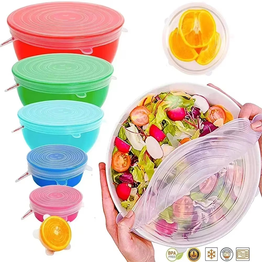 For Kitchen Storage Organization Retractable Lid Silicone Food Packaging round Kitchenware Universal Utensil Reusable Can Cover
