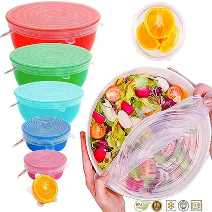 For Kitchen Storage Organization Retractable Lid Silicone Food Packaging round Kitchenware Universal Utensil Reusable Can Cover