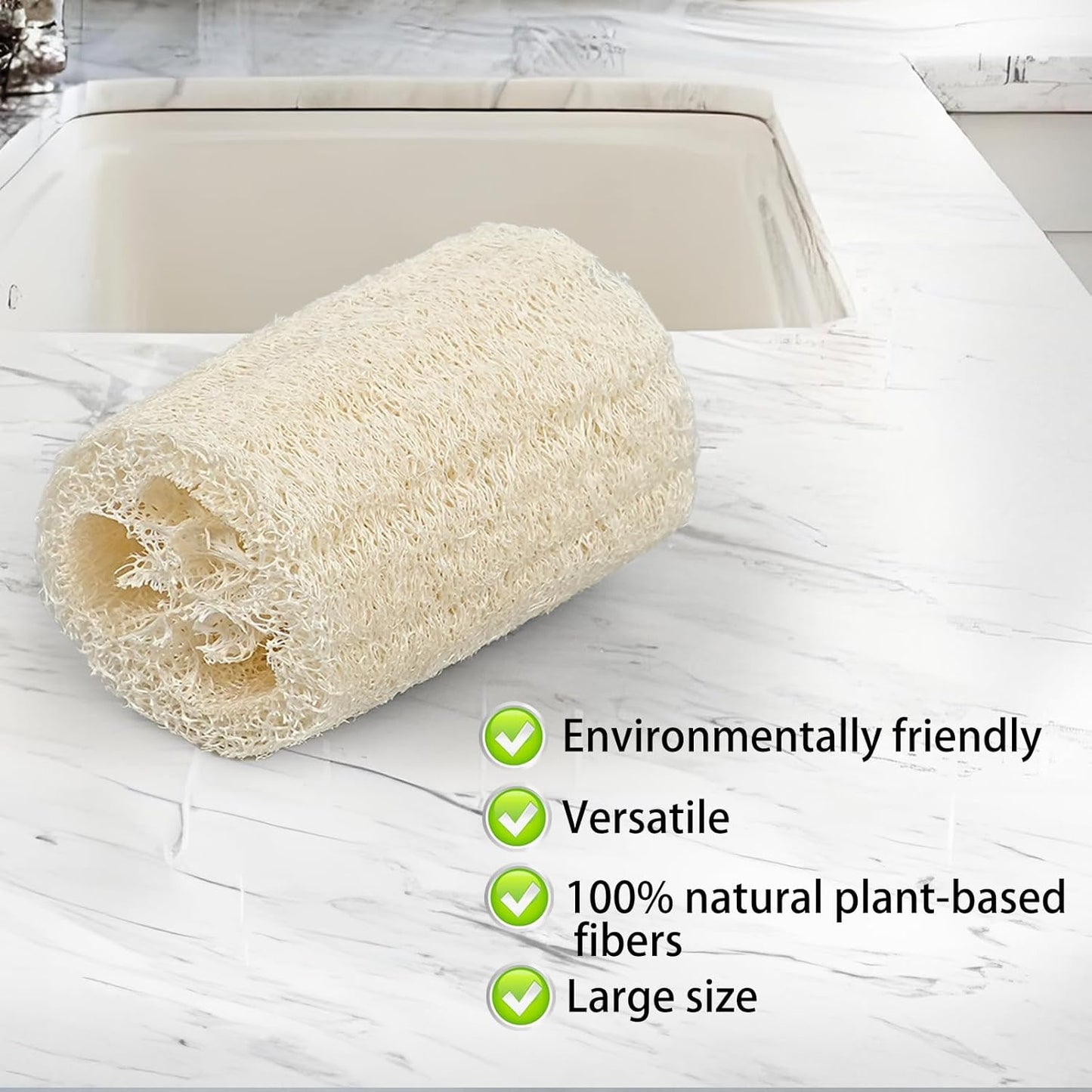 Natural Loofah Sponge, Loofah Exfoliating Body Sponge Scrubber for Skin Care, Kitchen Sponge for Cleaning Dishes & Pans Skin Friendly - Pack of 2